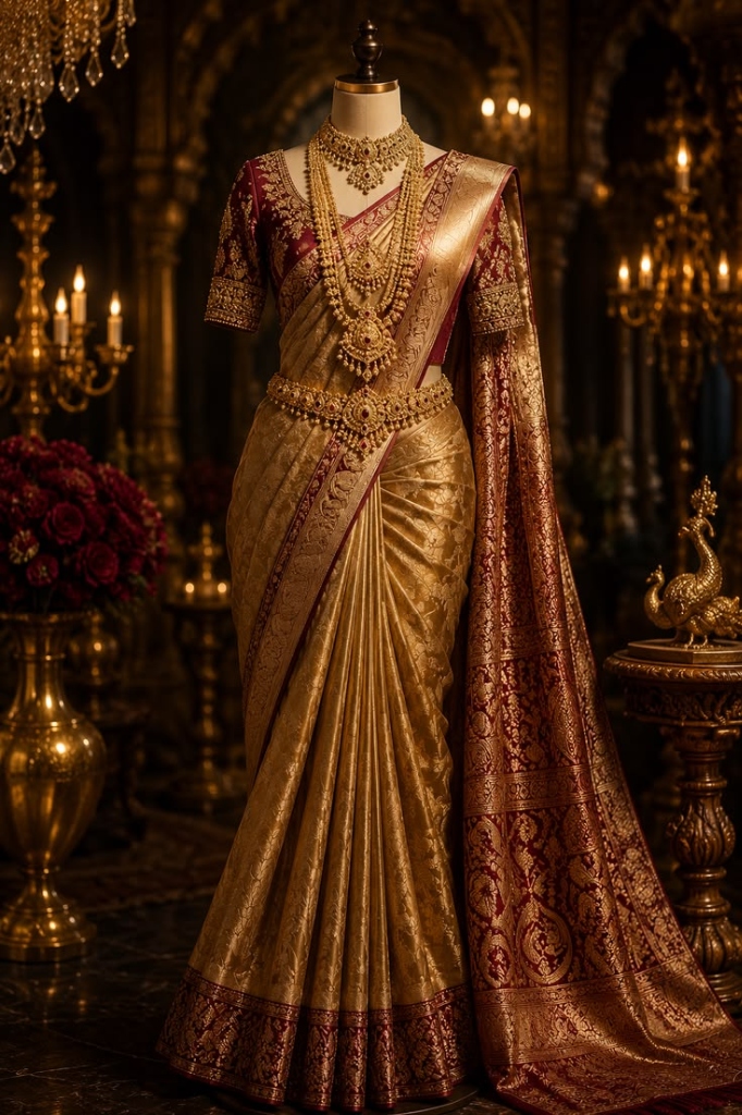 Shrestha 24K Gold Crimson Saree