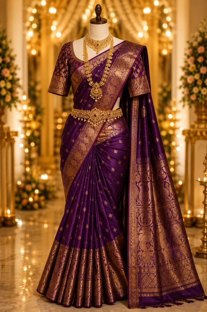 Rajgharana Imperial Aubergine Silk